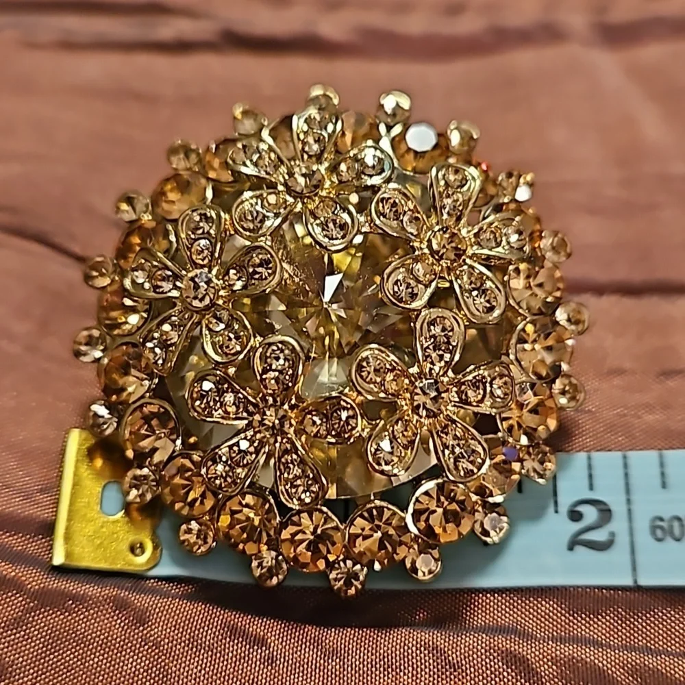 Stunning Crystal Floral Chunky Brooch Pin